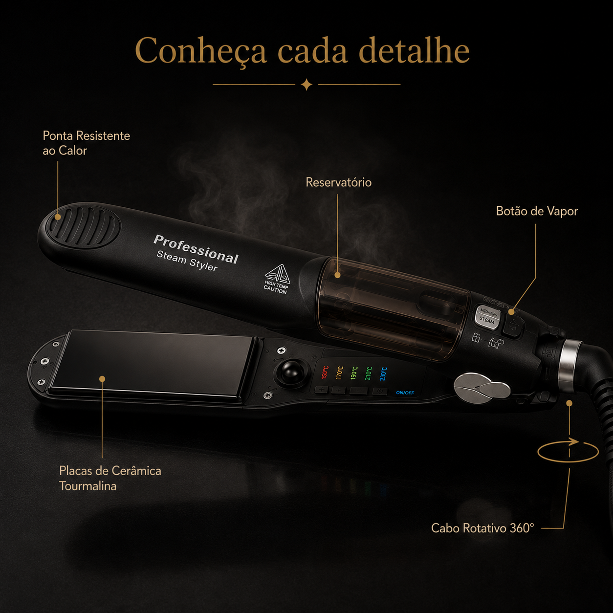 Alisador Nuée — aquecimento rápido e cabo rotativo 360°