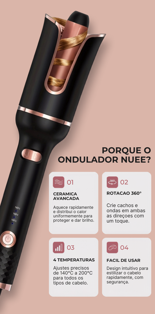 Porque o Ondulador Nuée — cerâmica avançada, rotação 360°, 4 temperaturas, fácil de usar
