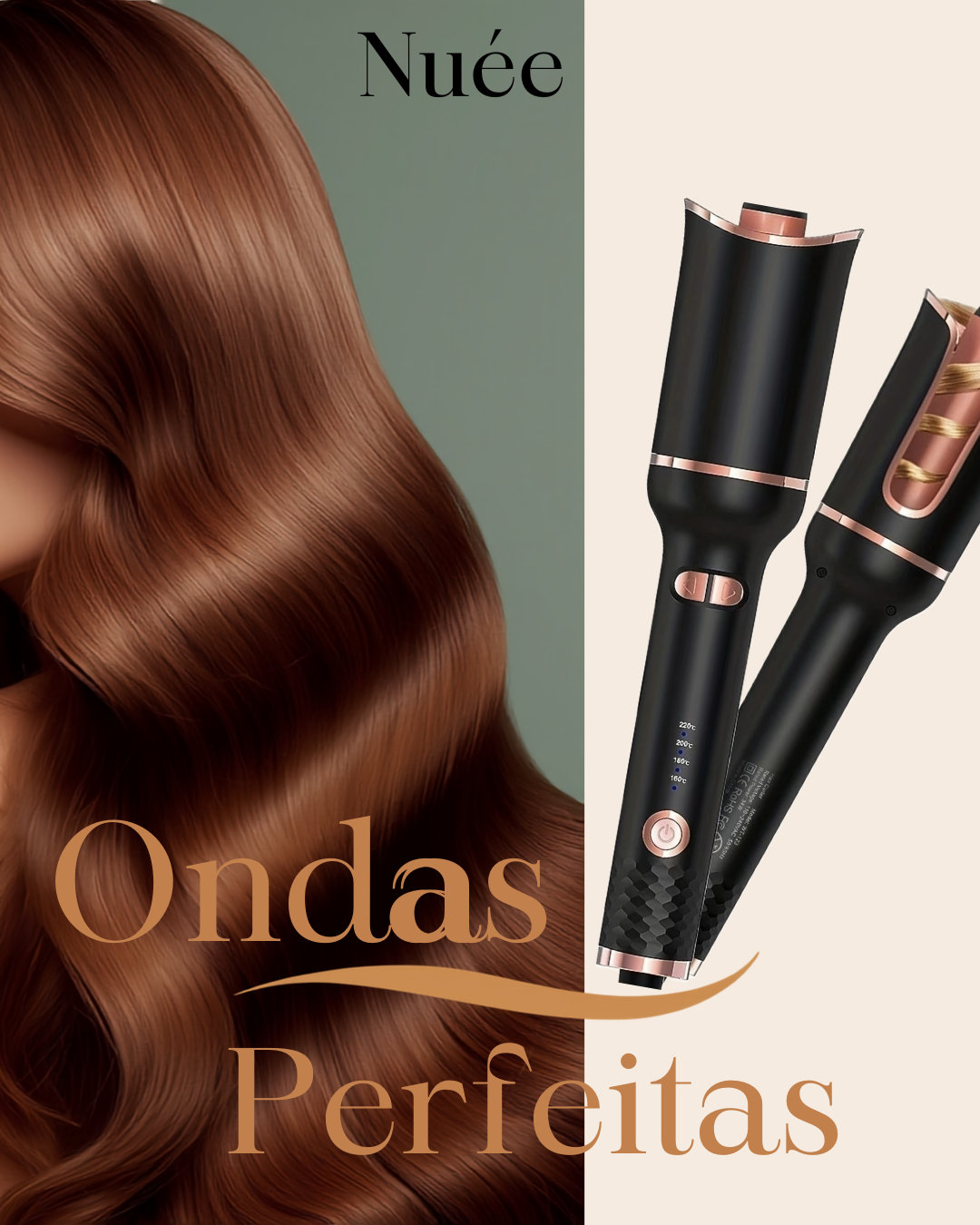Ondulador Profissional de Cerâmica Rotativa Nuée — ondas perfeitas no cabelo